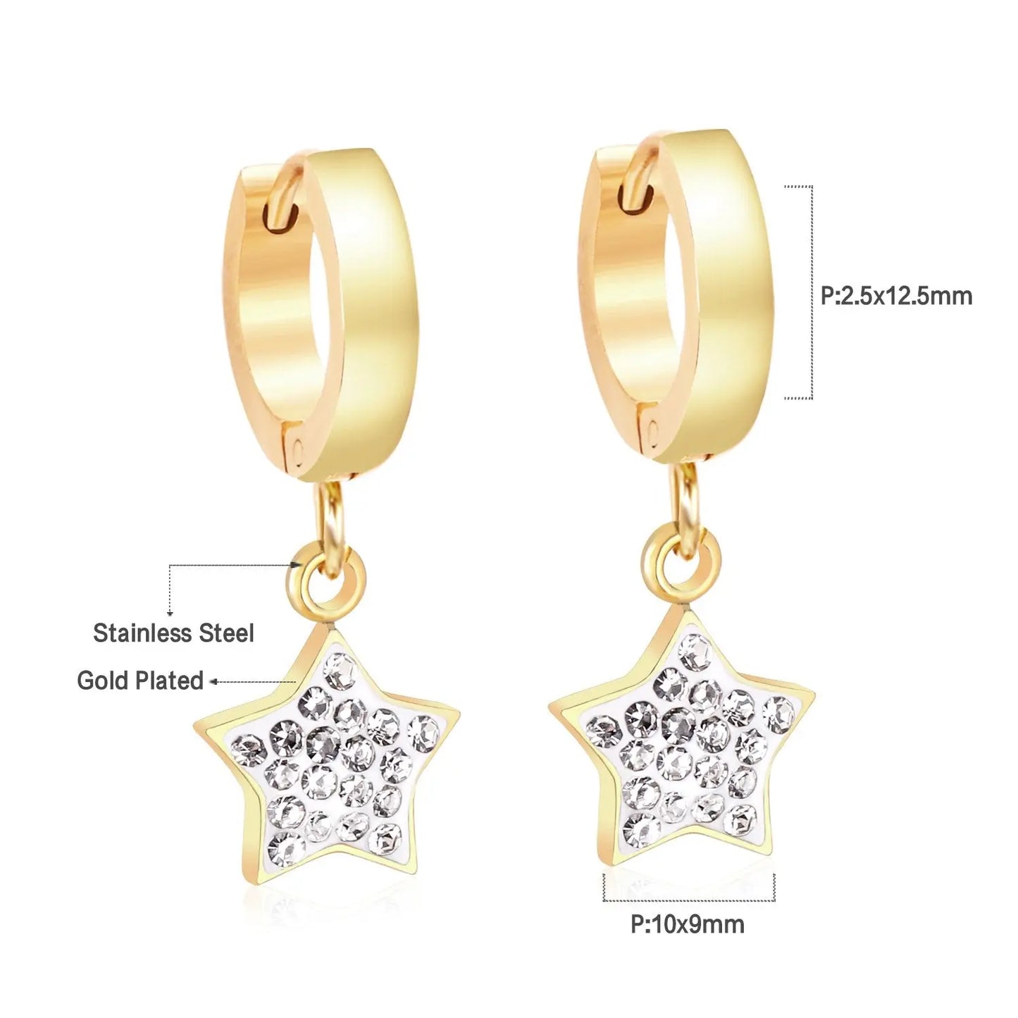 Clay CZ 2022 Star Drop Earring Sets Stainless Steel Gold Korean Dangle Earrings Set For Women Fashion Jewelry asonjewelry