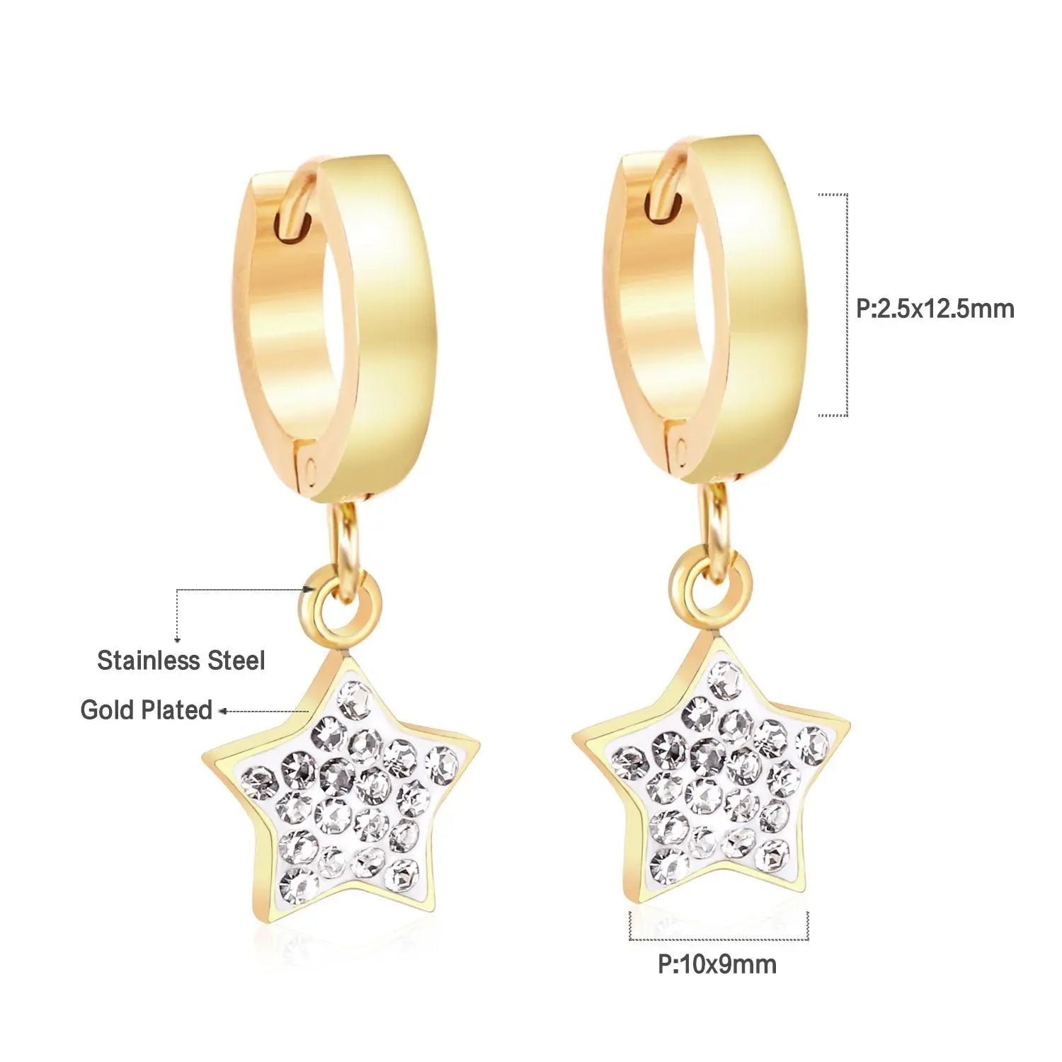 Clay CZ 2022 Star Drop Earring Sets Stainless Steel Gold Korean Dangle Earrings Set For Women Fashion Jewelry asonjewelry