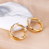 ASON Vintage Hoop Earring Gold Color 316L Stainless Steel Earrings Women Daily Wear Party Gift Fashion Jewelry Wholesale