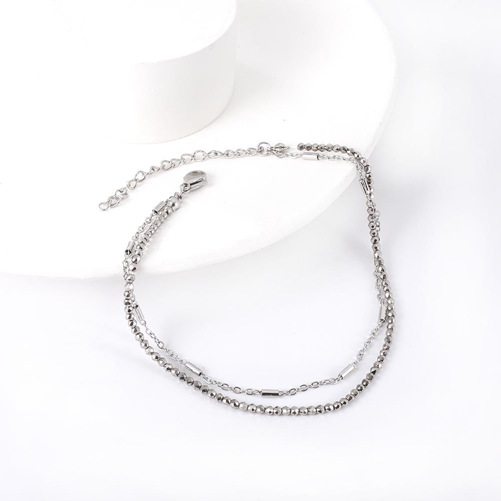 ASON Trendy Carbon Black Beads Accessories Multi-layer Chains Anklets Gold Color Stainless Steel For Women Jewelry Boho asonjewelry