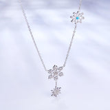 Snowflake Collier Tassel Long Necklace With Zirconia Luxury Fine Gifts For Woman Steel Color Pendant Necklace 2022