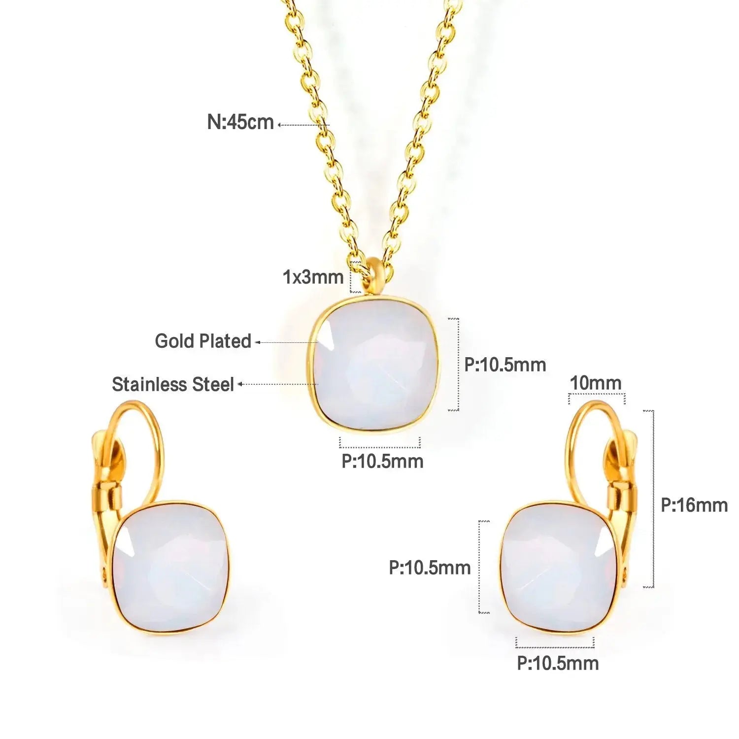 Bridal Jewelry Sets Trendy Style Geomtry Multi-colorful CZ Pendant Necklace Earrings Sets Brinco Party Wholesale asonjewelry