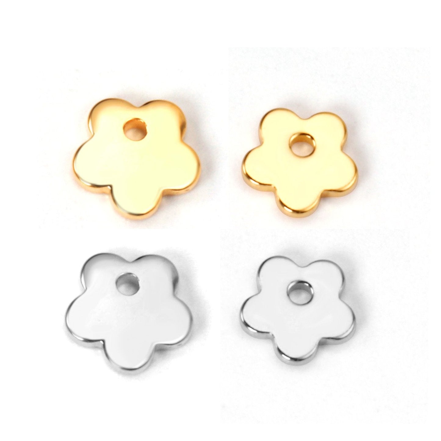 ASON100Pcs/Lot Gold Silver Color Flower Stainless Steel Pendant Charm For Necklace Bracelet Trendy DIY Jewelry Making Supplies asonjewelry