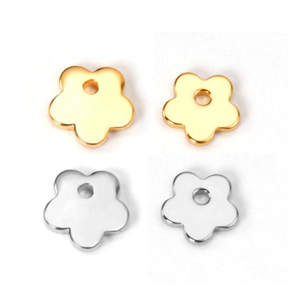 ASON100Pcs/Lot Gold Silver Color Flower Stainless Steel Pendant Charm For Necklace Bracelet Trendy DIY Jewelry Making Supplies asonjewelry