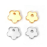 ASON100Pcs/Lot Gold Silver Color Flower Stainless Steel Pendant Charm For Necklace Bracelet Trendy DIY Jewelry Making Supplies
