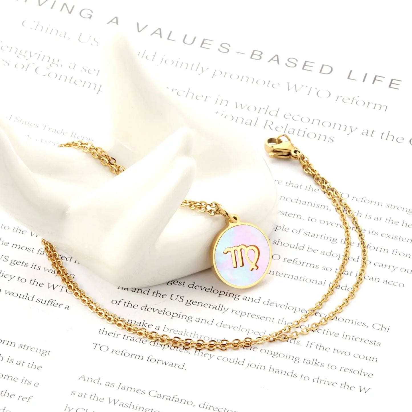 Shell Pendant Twelve Constellation Stainless Steel Necklace Man Jewelry For Women Choker Chain Necklace Collar 2021 asonjewelry