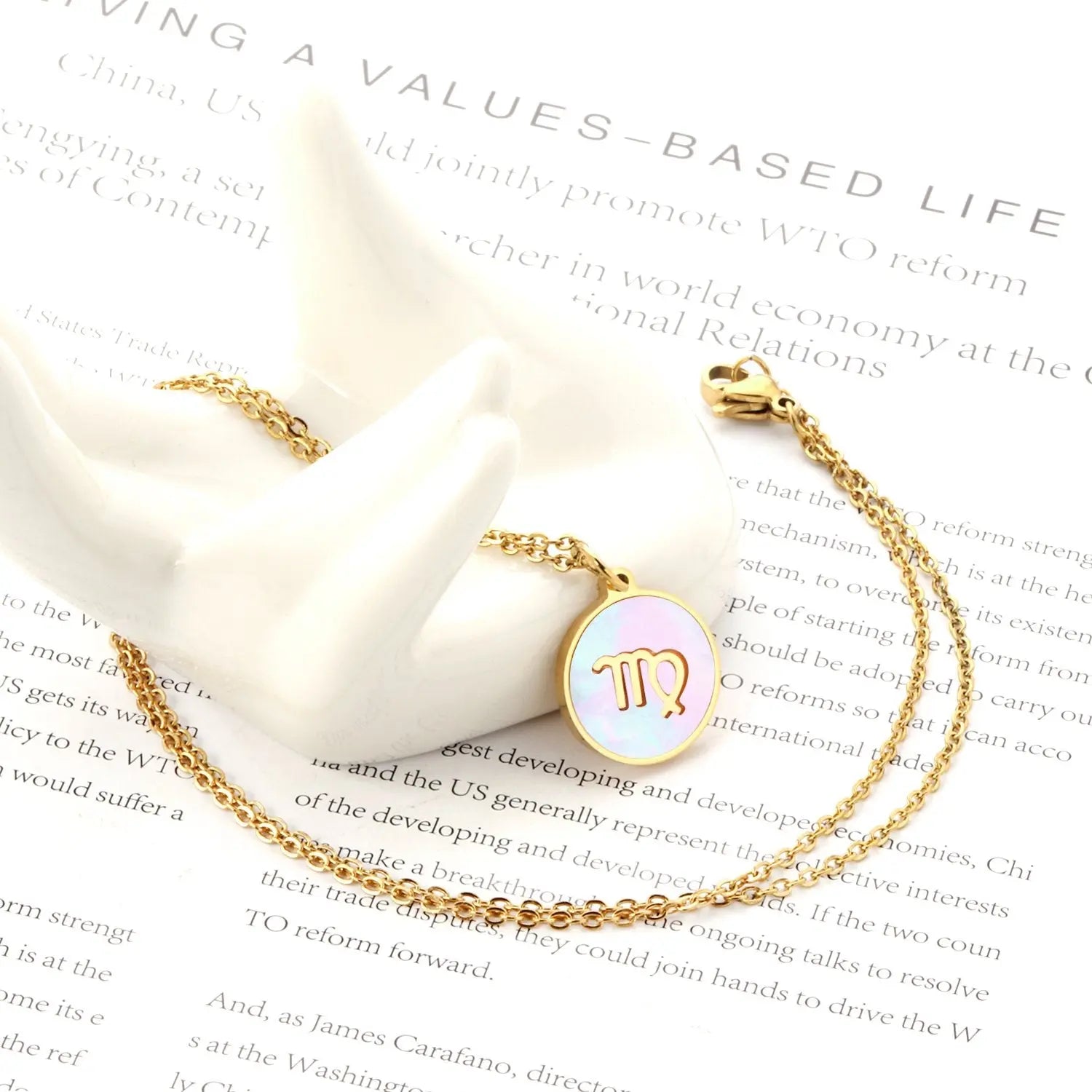 Shell Pendant Twelve Constellation Stainless Steel Necklace Man Jewelry For Women Choker Chain Necklace Collar 2021 asonjewelry