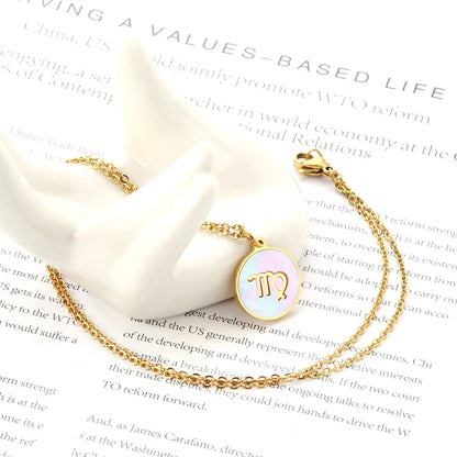 Shell Pendant Twelve Constellation Stainless Steel Necklace Man Jewelry For Women Choker Chain Necklace Collar 2021 asonjewelry