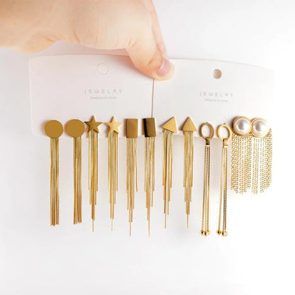 Vestido Jewelry Korean Style Wedding Tassel Drop Earrings Women Stainless Steel Dangle Earings Christmas Pendientes asonjewelry