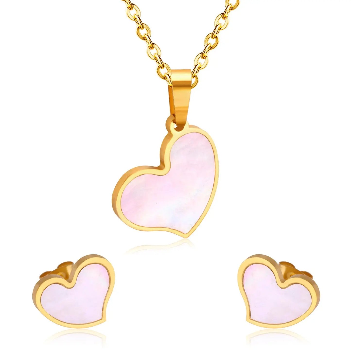 Heart Jewelry Set Stainless Steel Necklaces Sets For Woman Heart Choker Necklace Earrings Jewelry Sets bijoux femme asonjewelry