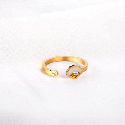 ASON Trendy Shell Finger Ring Stainless Steel Conch Pattern Open Ring for Women Wedding Ring Christmas Gift Accessory asonjewelry