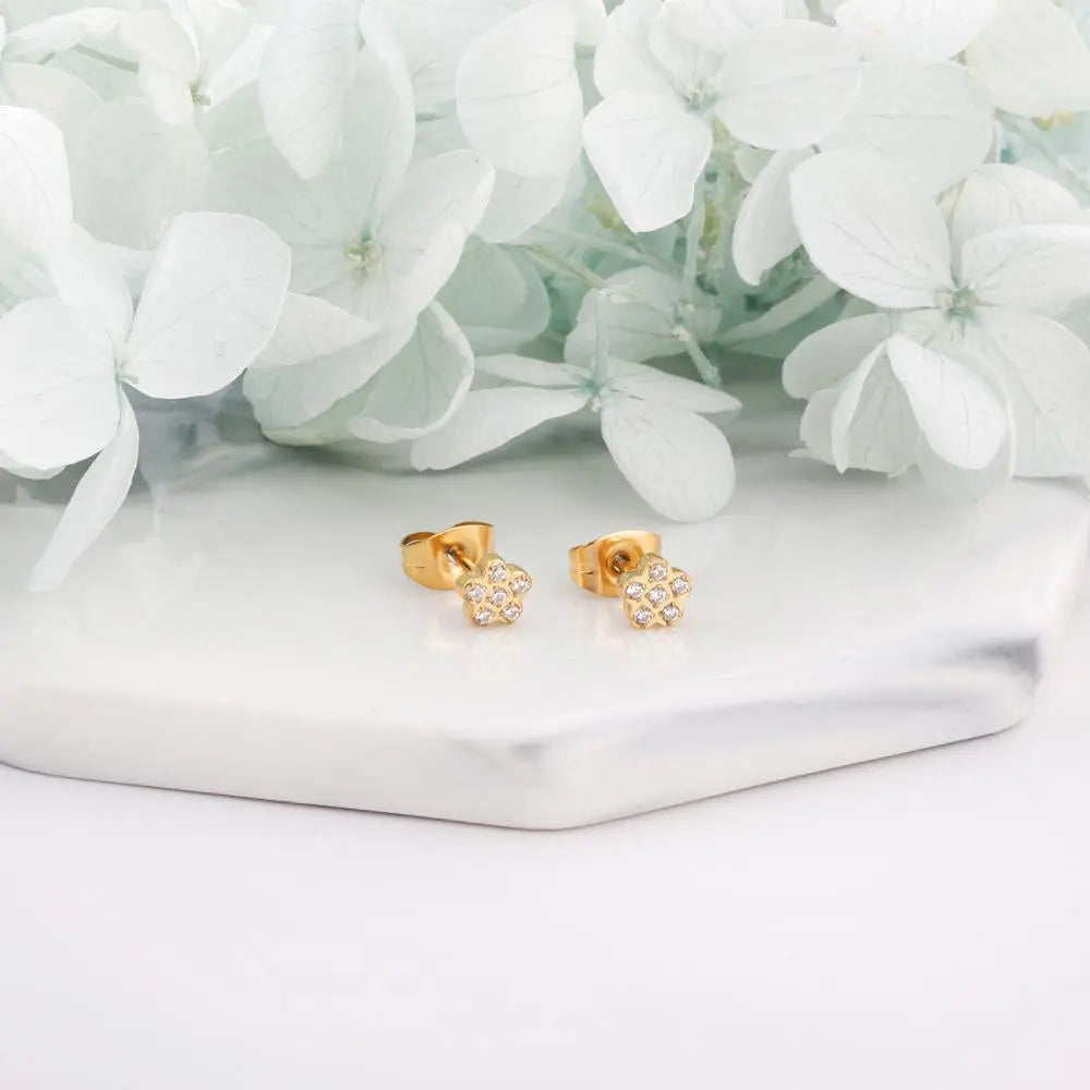 Women Earring New Trendy Stainless Steel Gold Color Flower Star butterfly Heart Monn Stud Earring Fashion Jewelry asonjewelry