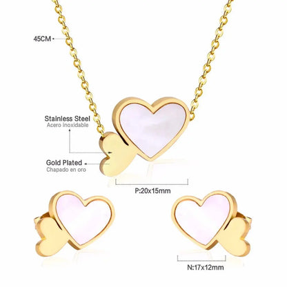 Brand New Stainless Steel Jewelry Heart Shell Jewelry Sets Women Wedding Jewelry Gift asonjewelry