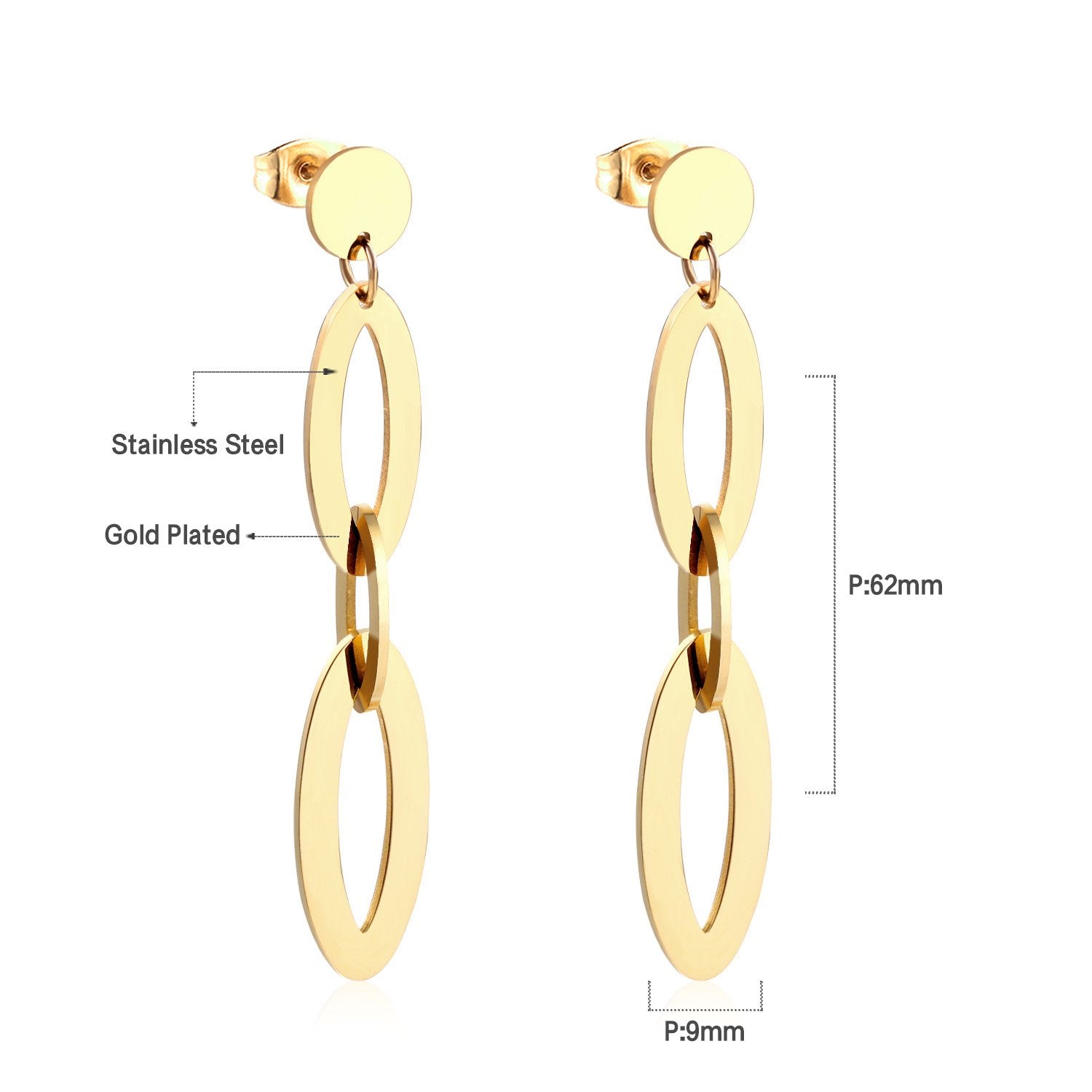 ASON Fashion Stainless Steel Hanging Dangle Earrings for Women Girls Statement Drop Earring Geometry Jewellery Party Gift asonjewelry