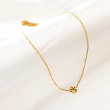 Simple Bohemian Colorful Crystal Flower Necklace for Women Girls Chic Boho Clavicle Cuban Link Chain Collier Femme