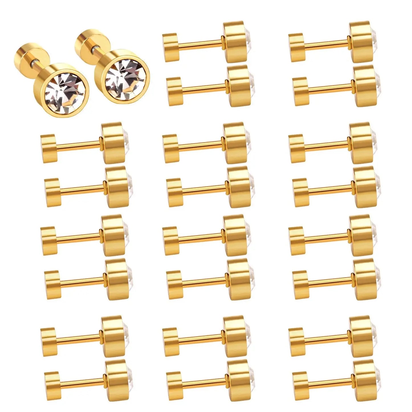 12pcs/ Jewelry Earrings Screw Back Earrings For Women Gift CZ Earings Fashion Jewelry kids Gold Christmas Earrings Set asonjewelry