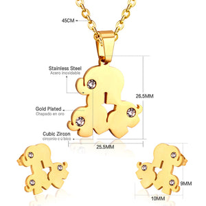 Fashion Cute Elephant Crystal African Jewelry Sets For Women Chain Necklace Earrings Dubai Jewellery parures bijoux