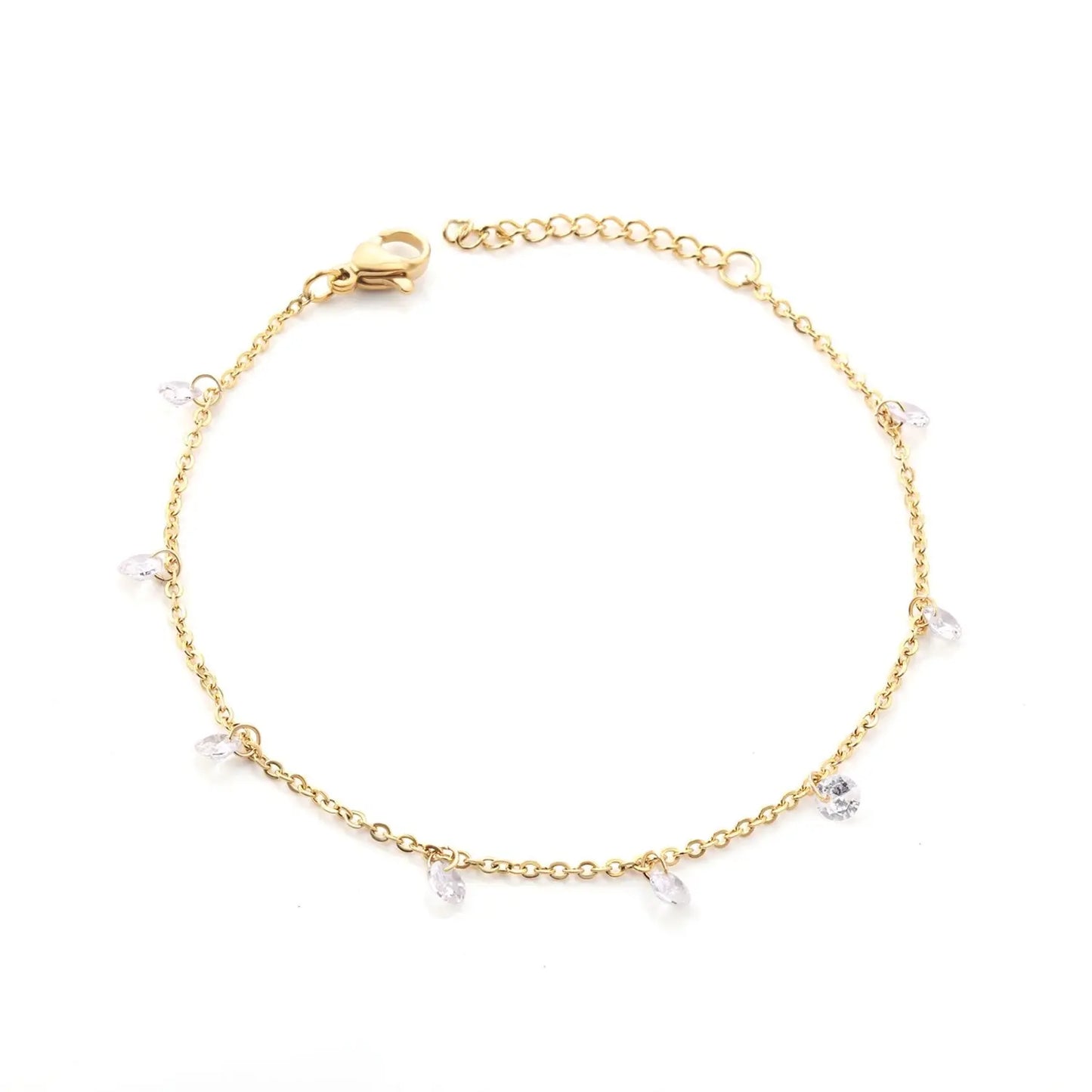 Charm Round Crystal Zircon Gold Color Pulseras Bracelets For Femme Women Chain Bracelet  Jewellery accesorios asonjewelry