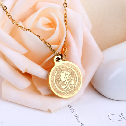 Religion Pendant Necklace Christmas Gift Gold/Steel Color Collares Women/Men Jewelry Link Chain Choker Necklaces asonjewelry