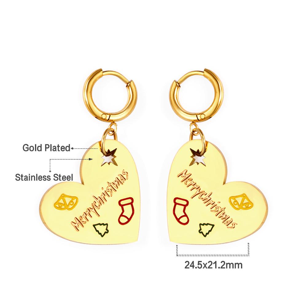 ASON Fashion Gold Color Heart Drop Earrings Jewelry Stainless Steel Dangle Earring for Women Christmas Gift Accessory asonjewelry