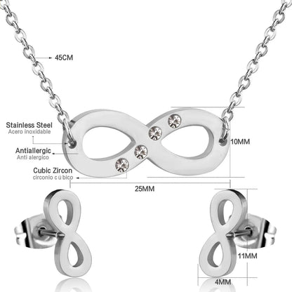 Stainless Steel Dubai African Jewelry Sets Letter With Round Crystal Necklace Earring Sets For Women Accessroies asonjewelry