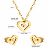 Stainless Steel Wedding Dubai Bridal Jewelry Sets CZ Heart Necklace Earrings Sets For Women Party Jewellery Sets