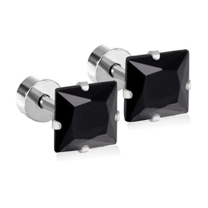 ASON – ensemble de boucles d'oreilles carrées en zircone cubique, 3-7mm, Piercing à vis, couleur or, pour femmes, filles et hommes, bijoux en acier inoxydable