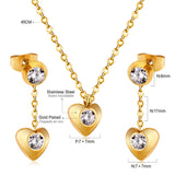 New Heart Shape Crystal Fashion Necklaces Droop Earrings Sets For Woman Dubai Wedding Jewelry Set pendientes bijoux