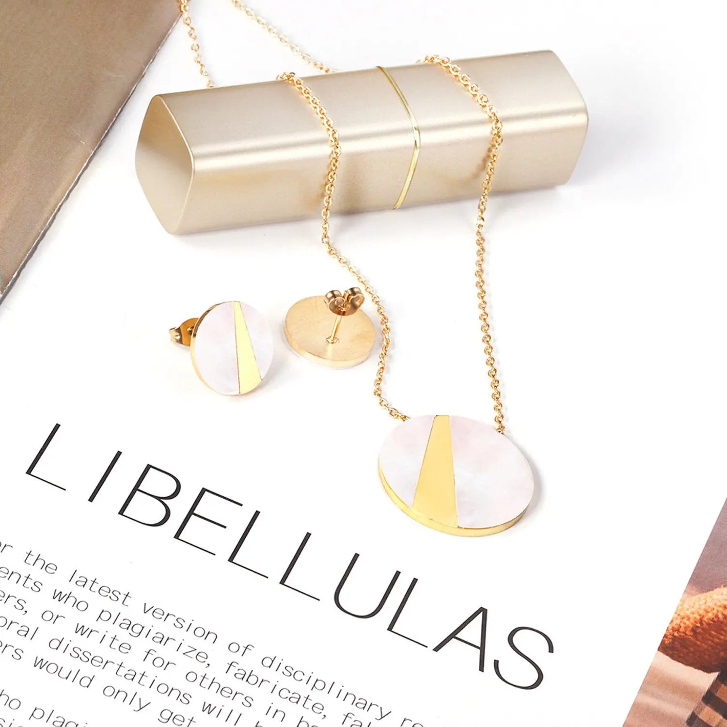 Trendy Elegant Shell Shape Stainless Steel Necklaces Earrings Sets For Ladies Luxury Jewellry Sets pendientes mujer asonjewelry