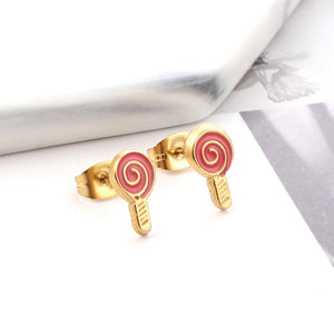 Boucles d'oreilles sucette couleur bonbon pour enfants filles, mignon, doux, en acier inoxydable, Anti-allergie, bijoux d'oreille, cadeaux d'anniversaire 