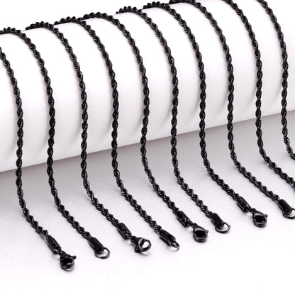 ASON 10pcs/lots Stainless Steel Twist Chains Necklace Women Men 2mm Length 45cm 50cm 55cm 60cm Long Chain Jewelry Accessories asonjewelry