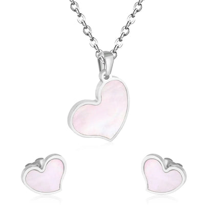 Heart Jewelry Set Stainless Steel Necklaces Sets For Woman Heart Choker Necklace Earrings Jewelry Sets bijoux femme asonjewelry