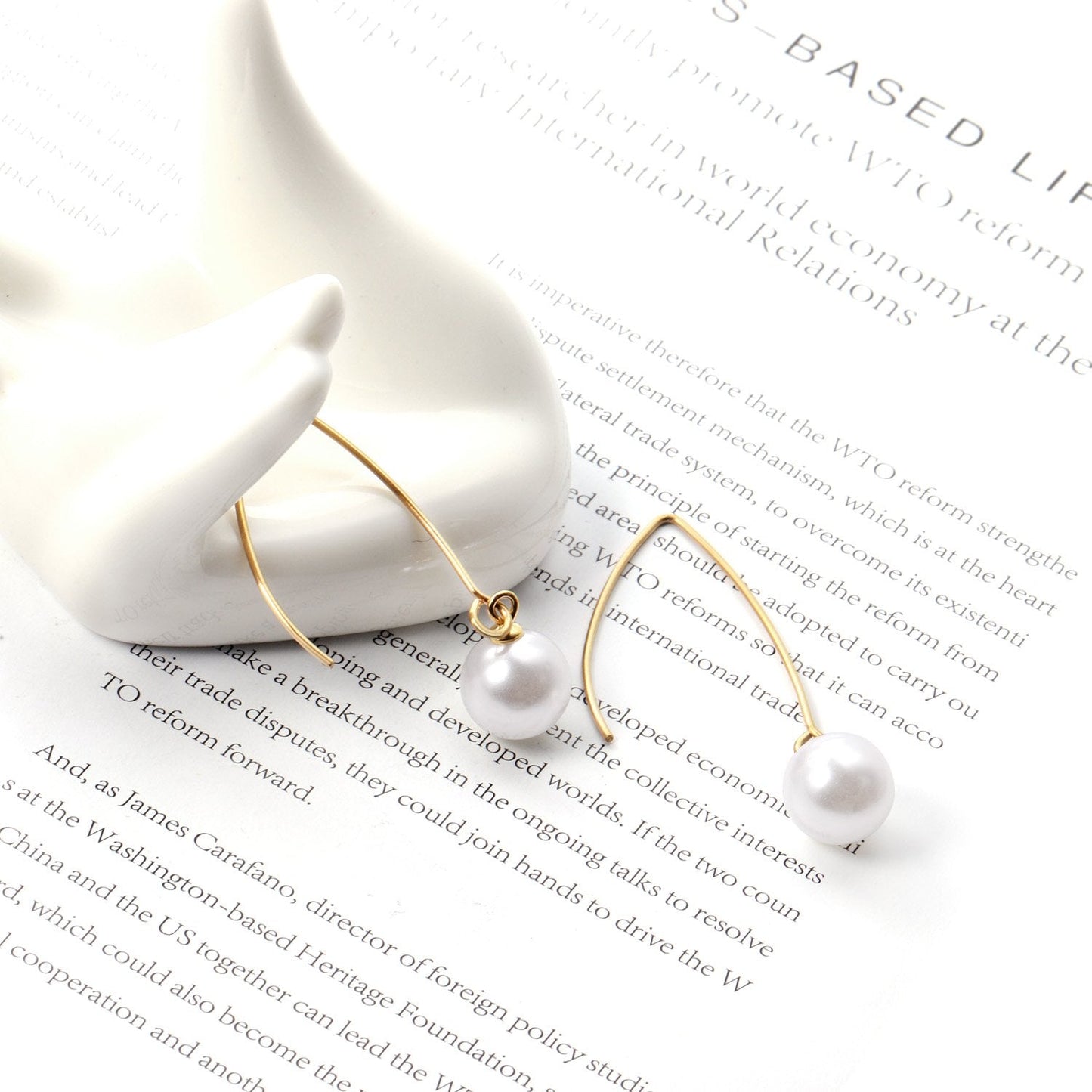 ASON Stylish White Imitation Pearl Drop Earring 316L Stainless Steel Dangle Earring for Women Daily Wear Party Gift Jewelry asonjewelry