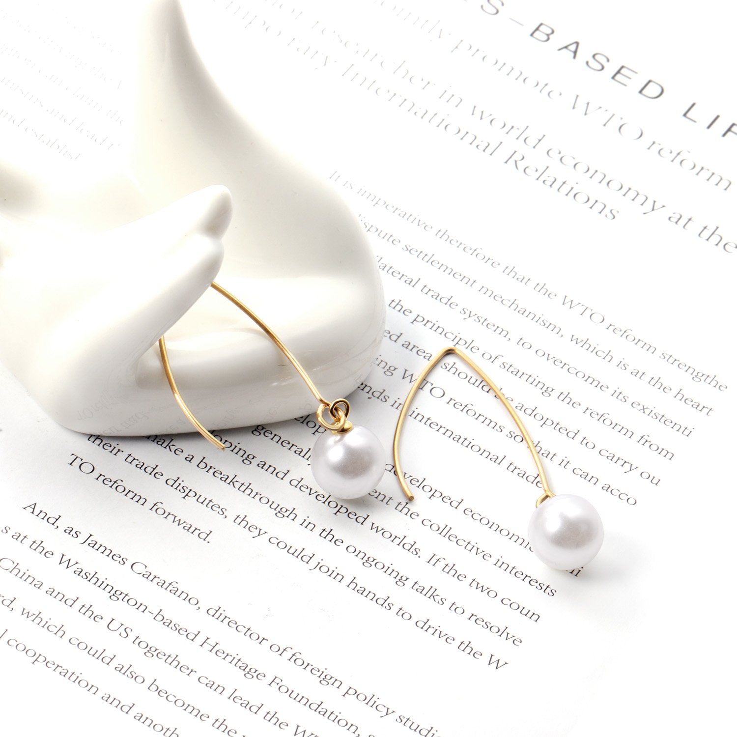 ASON Stylish White Imitation Pearl Drop Earring 316L Stainless Steel Dangle Earring for Women Daily Wear Party Gift Jewelry asonjewelry