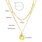 ASON Trendy Star Accessories Oval Cubic Zirconia Charm Pendant Necklaces Gold Color Stainless Steel For Women Jewelry Gift