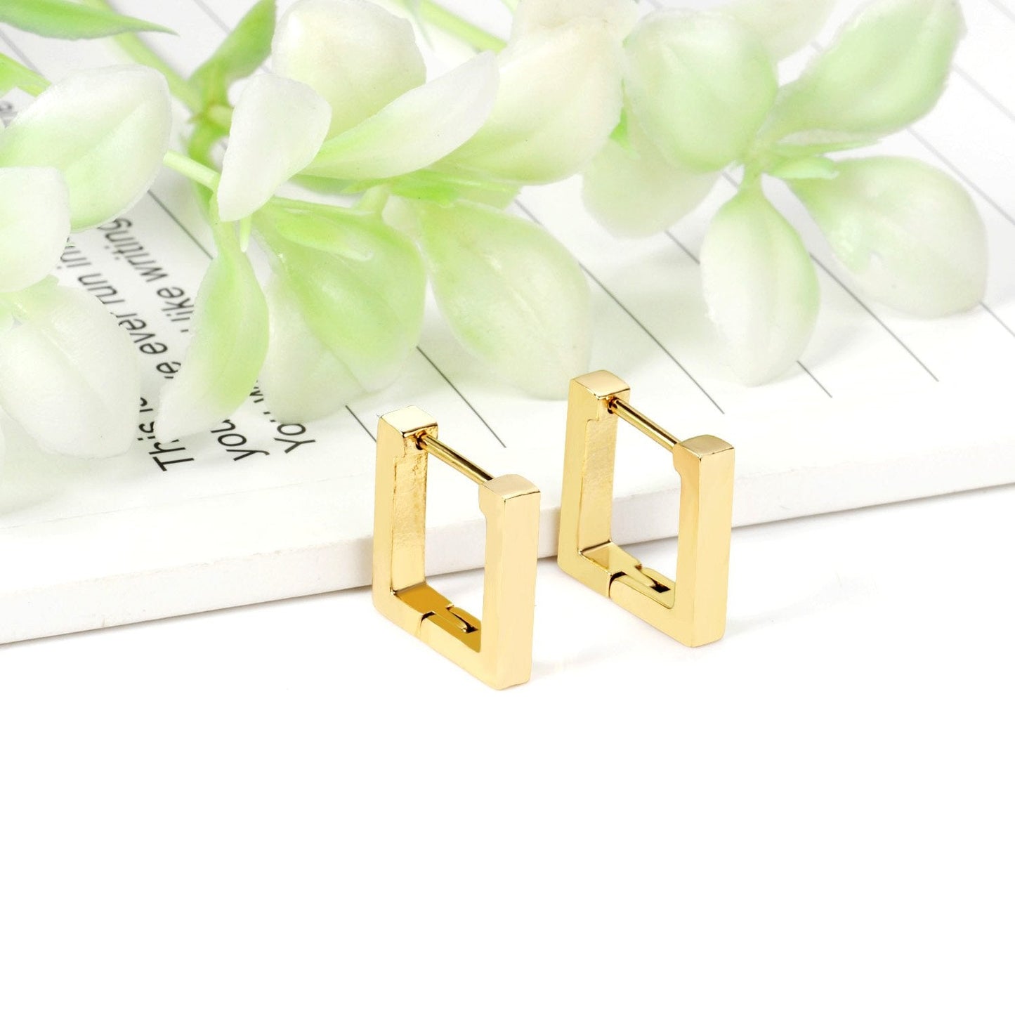 ASON Gold Color Square Rectangle Piercing Hoops Earrings Stainless Steel Geometric Earrings for Women Fashion Jewelry Gift asonjewelry
