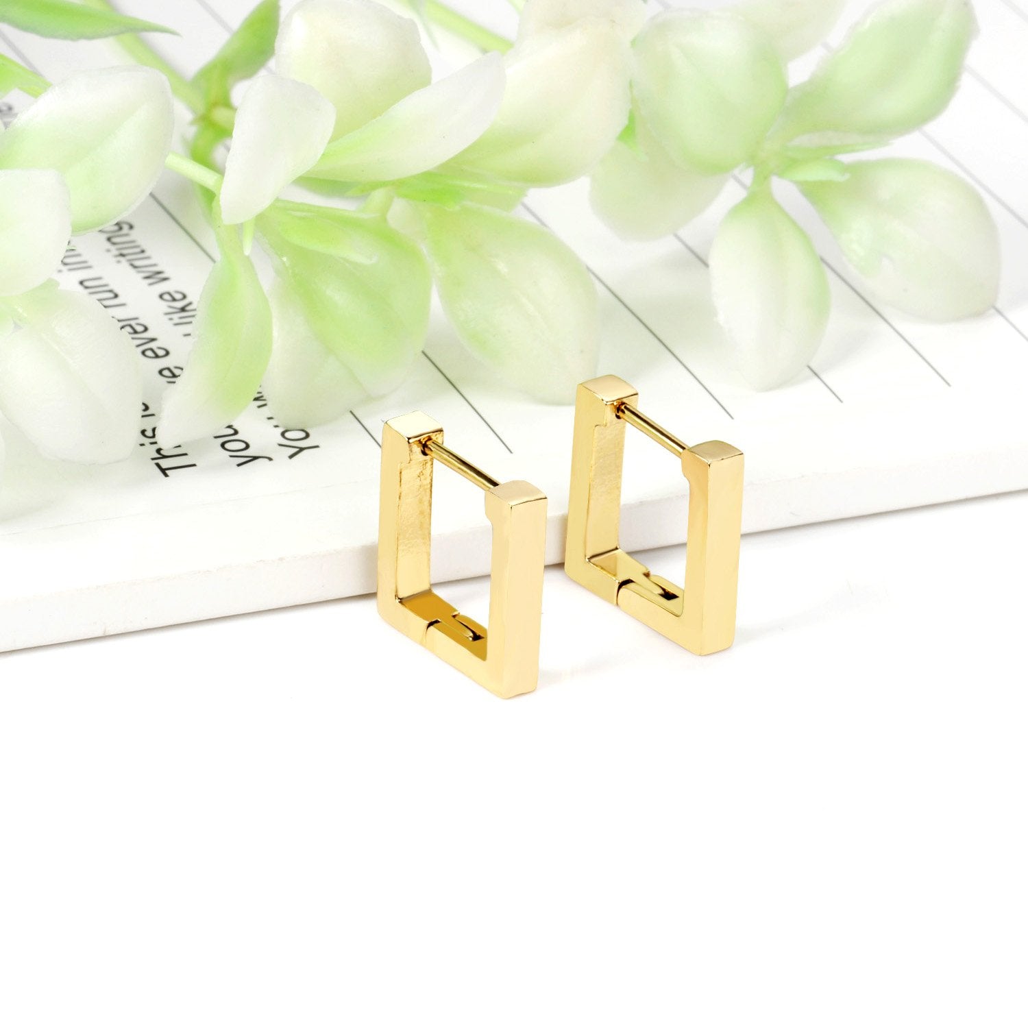 ASON Gold Color Square Rectangle Piercing Hoops Earrings Stainless Steel Geometric Earrings for Women Fashion Jewelry Gift asonjewelry