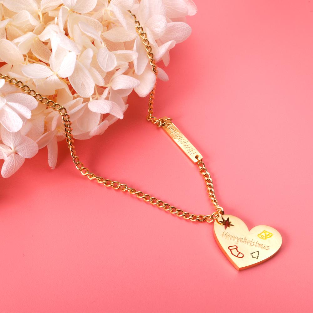 ASON Trendy Gold Color Heart Pendant Necklace 316L Stainless Steel Choker for Women Christmas Gift Jewelry Accessory asonjewelry