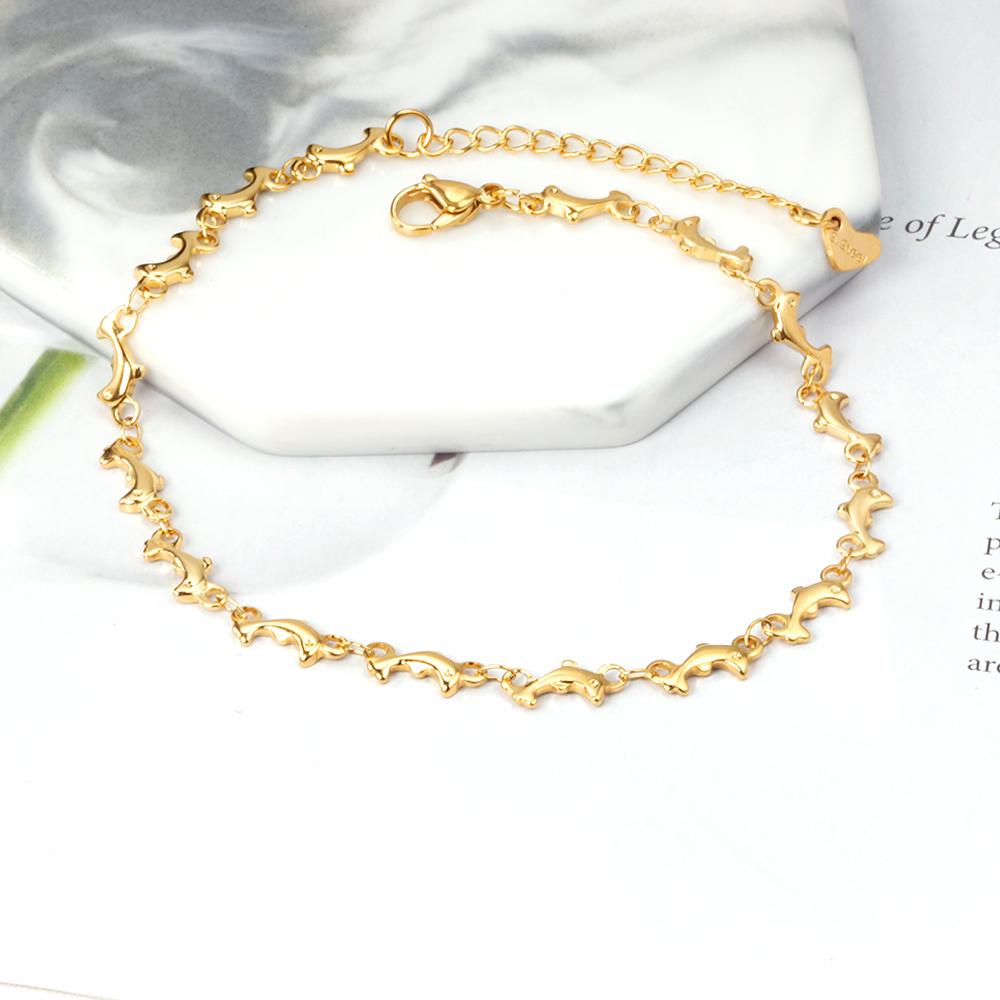 ASON Stainless Steel Dolphin Charm Anklet Gold Color Beach Jewelry for Women 22+5cm Foot Chain Jewelry Accessories asonjewelry