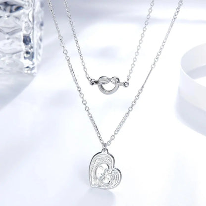 Mother's Day New Design 2022 Unique Double Layer Heart Love Pendant Necklace For Festival Special Gifts asonjewelry