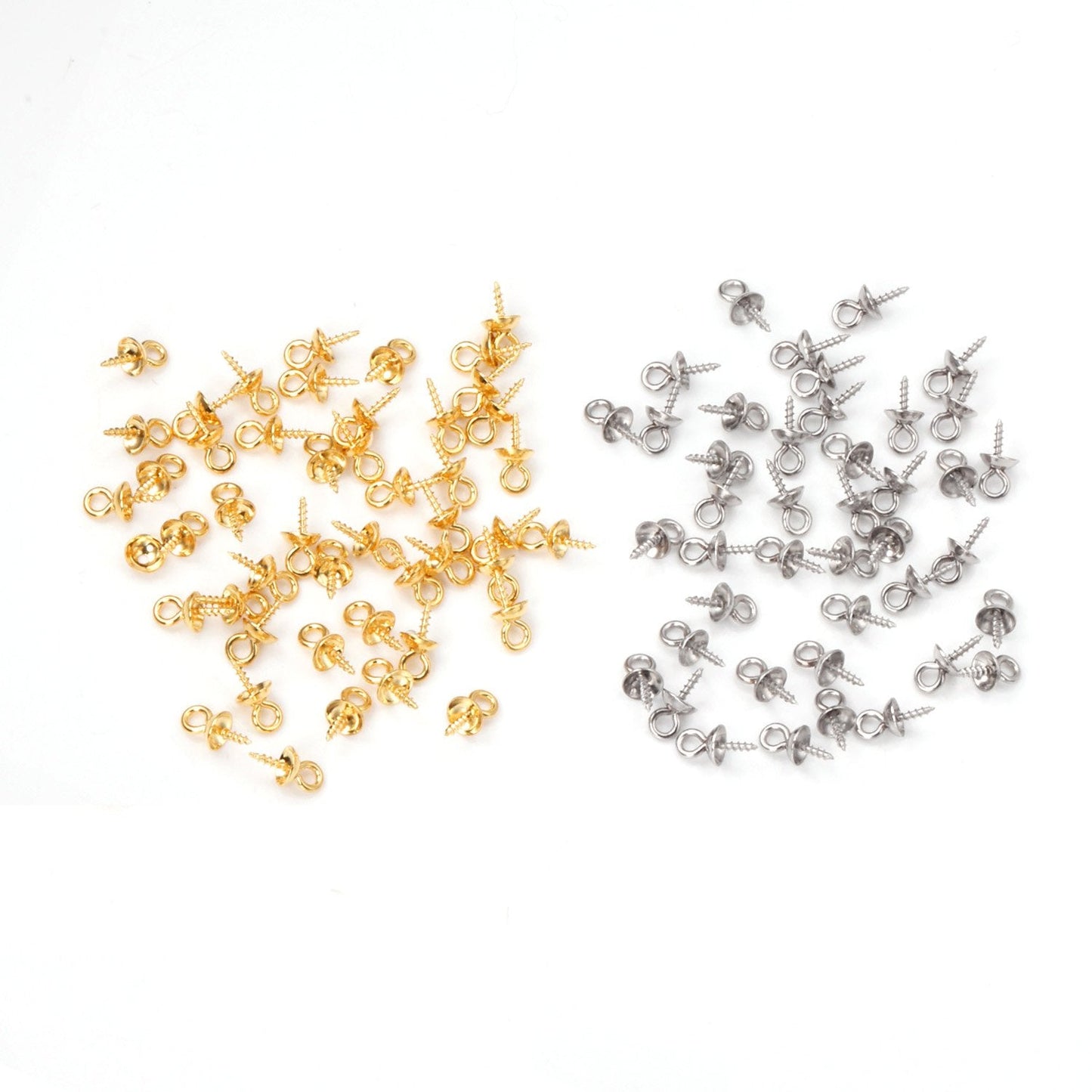 ASON 100pcs/lot Gold/Silver Color Stainless Steel Screw Eye Pin Pearl Pendant Charms Connector for DIY Jewelry Making asonjewelry