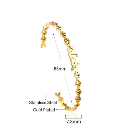 Geometric Statement Bangles Stainless Steel Letter Lucky Cuff Bracelets On Hand For Friends Gifts Girls Birthday asonjewelry