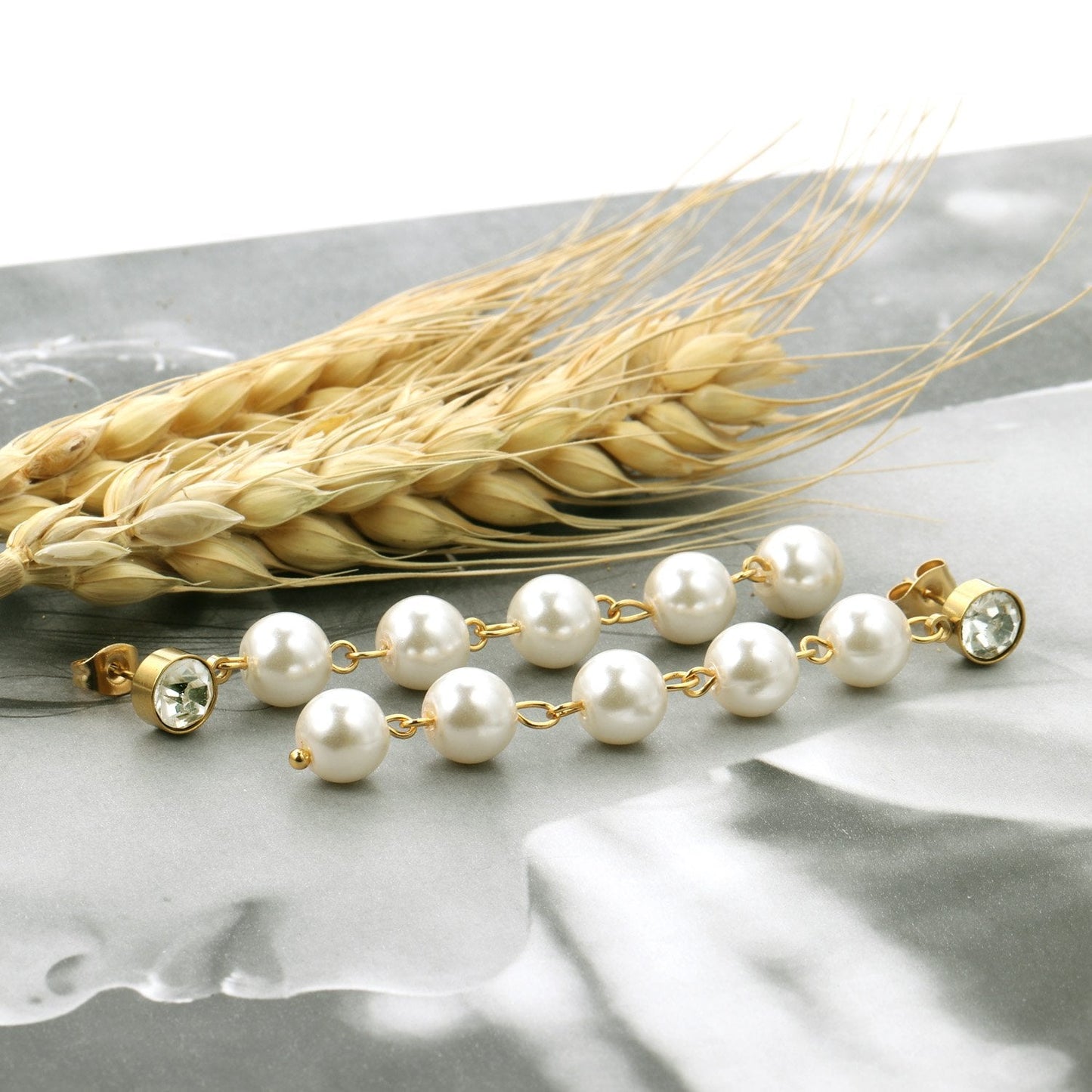 ASON Stainless Steel Imitation Pearls Drop Earrings with Cubic Zirconia for Women Hanging Dangle Earring Fashion Jewelry asonjewelry