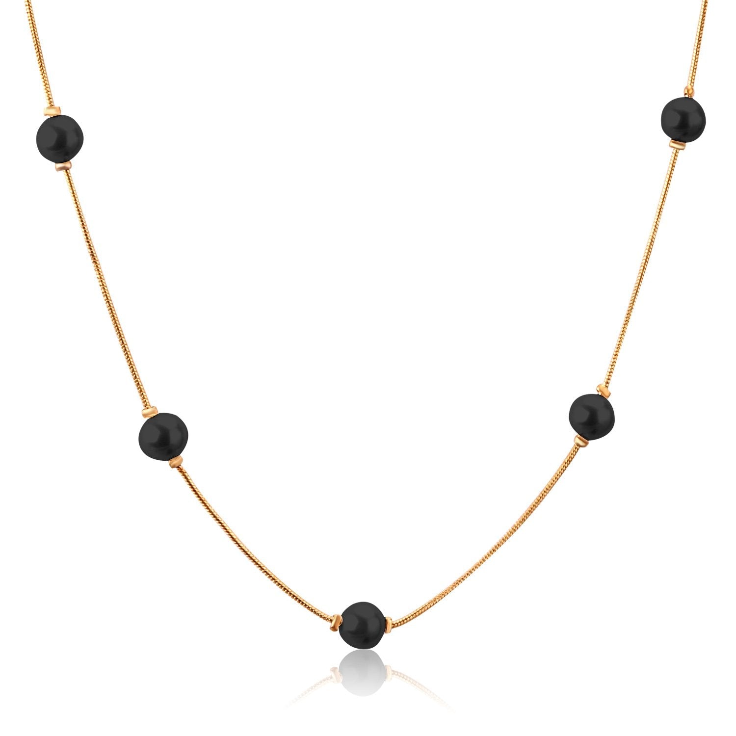 ASON White Black Round Imitation Pearl Pendant Necklace Gold Color Stainless Steel Snake Chain Jewelry Gift Party Chokers asonjewelry