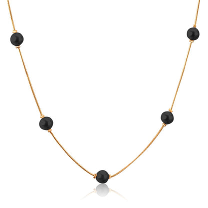 ASON White Black Round Imitation Pearl Pendant Necklace Gold Color Stainless Steel Snake Chain Jewelry Gift Party Chokers asonjewelry