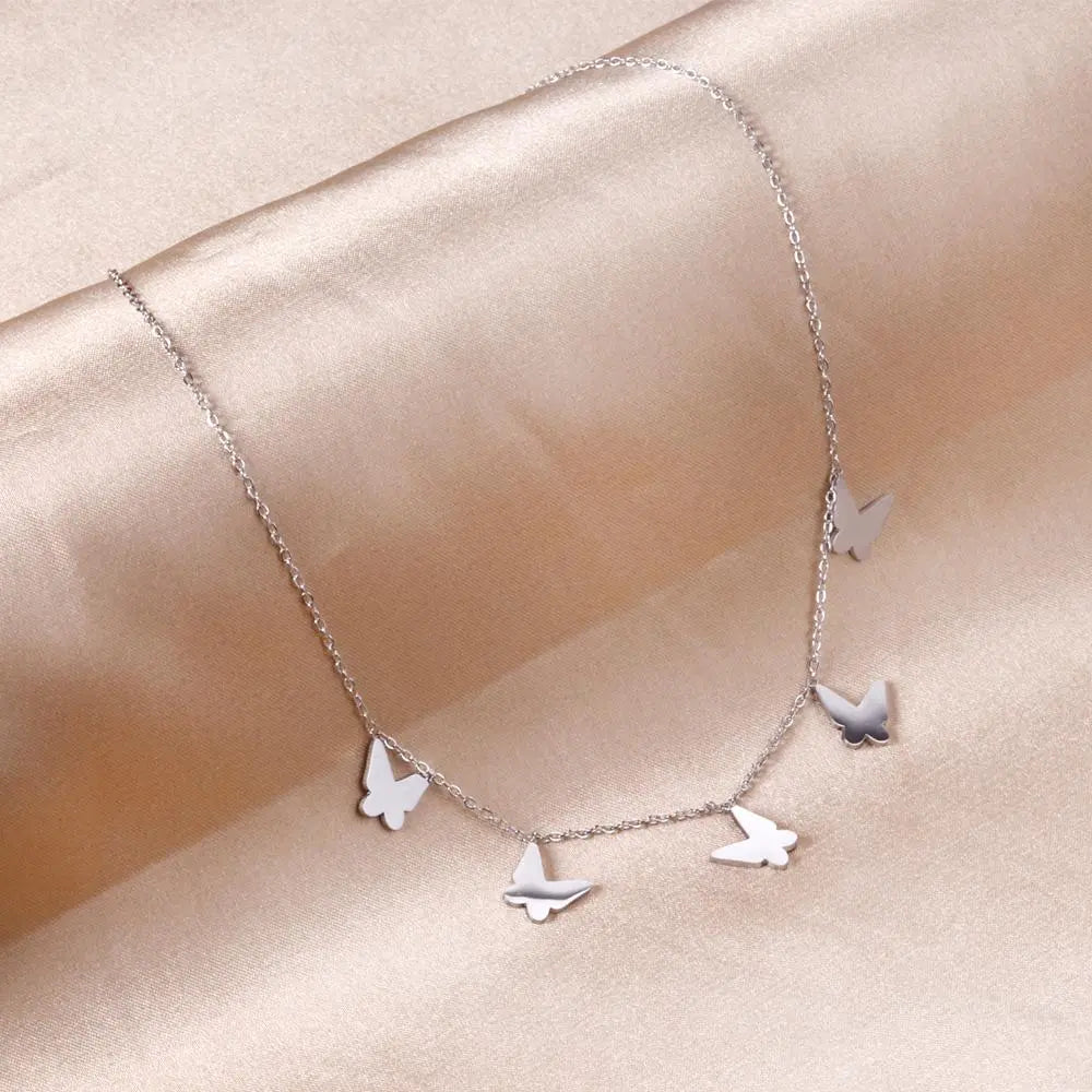 Vintage Many Charms Choker Fairy Grunge Egirls 5 Butterflies Pendant Necklaces Halloween 2021 Trend Women Jewelry asonjewelry