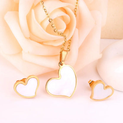Heart Jewelry Set Stainless Steel Necklaces Sets For Woman Heart Choker Necklace Earrings Jewelry Sets bijoux femme asonjewelry