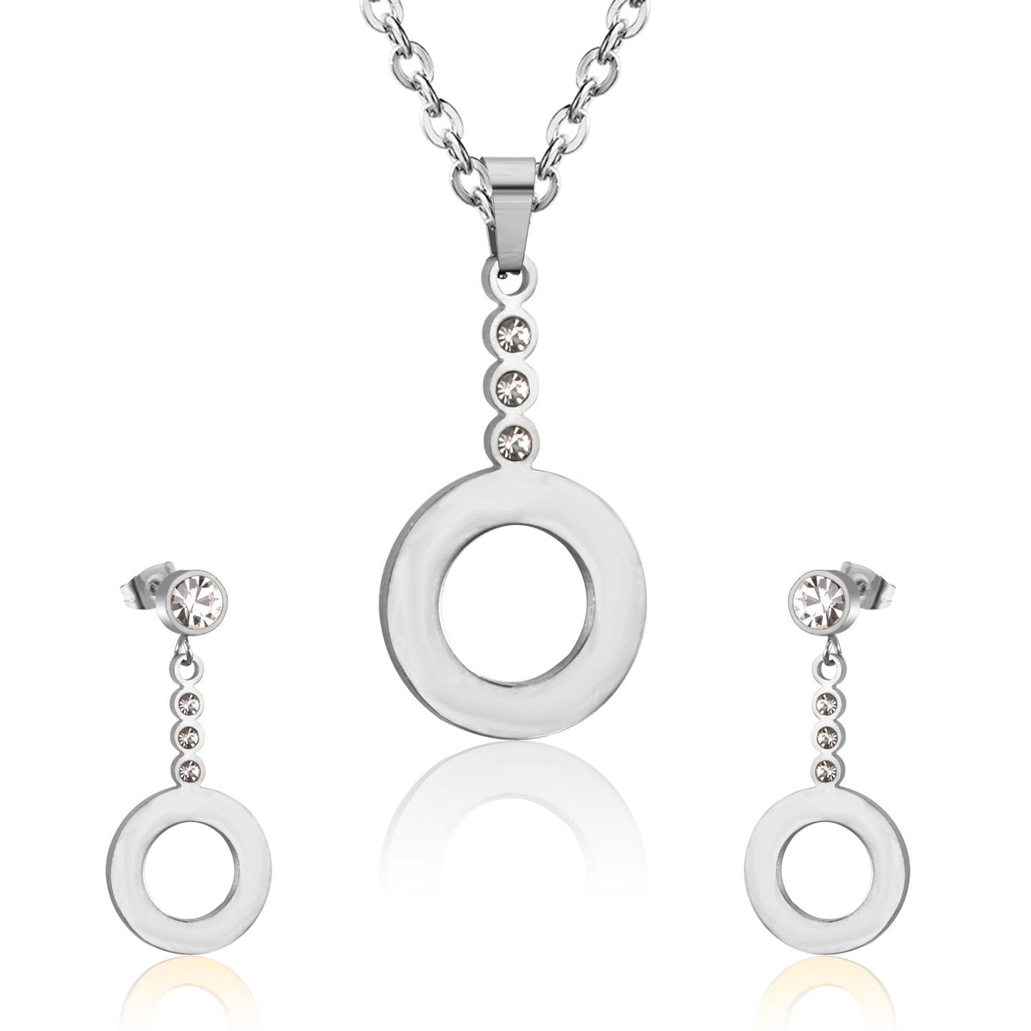 ASON Classic Drop Earrings For Women/Girl Stainless Steel Hollow Out Round Pendant Necklace Earrings Sets Party Daily Wear asonjewelry