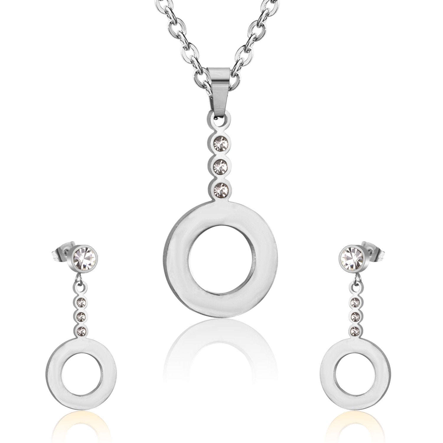 ASON Classic Drop Earrings For Women/Girl Stainless Steel Hollow Out Round Pendant Necklace Earrings Sets Party Daily Wear asonjewelry