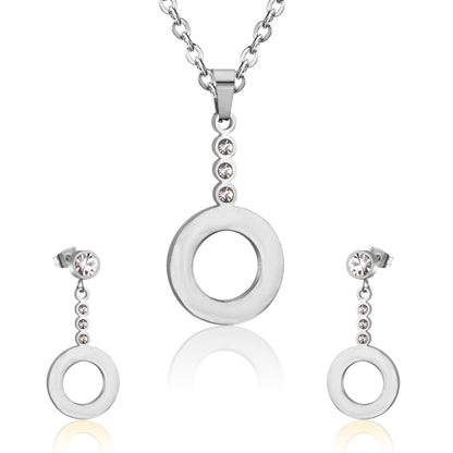 ASON Classic Drop Earrings For Women/Girl Stainless Steel Hollow Out Round Pendant Necklace Earrings Sets Party Daily Wear asonjewelry